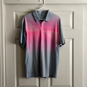 Nike Tiger Woods pink and gray golf shirt size small.